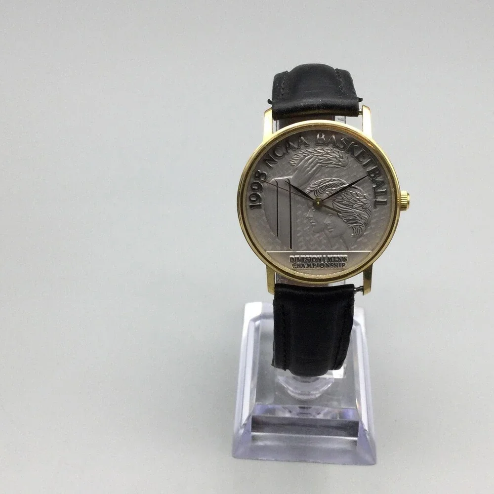 Vintage 1998 NCAA Basketball Mens Watch 33mm Silver Dial Leather New Battery